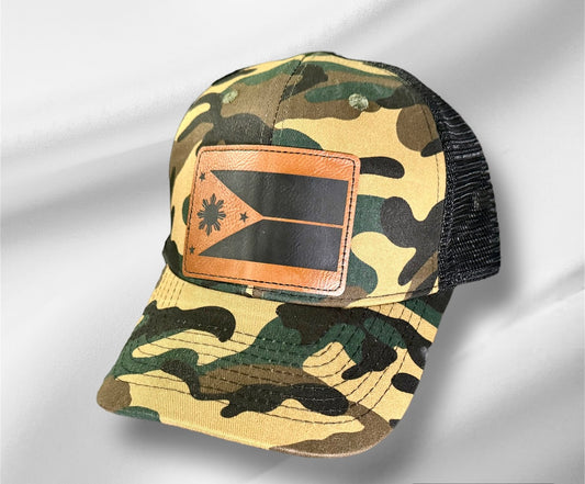 Filipino Gift Philippine Flag leather patch camo mesh cap Pinoy Pilipinas Filipino Flag Caps