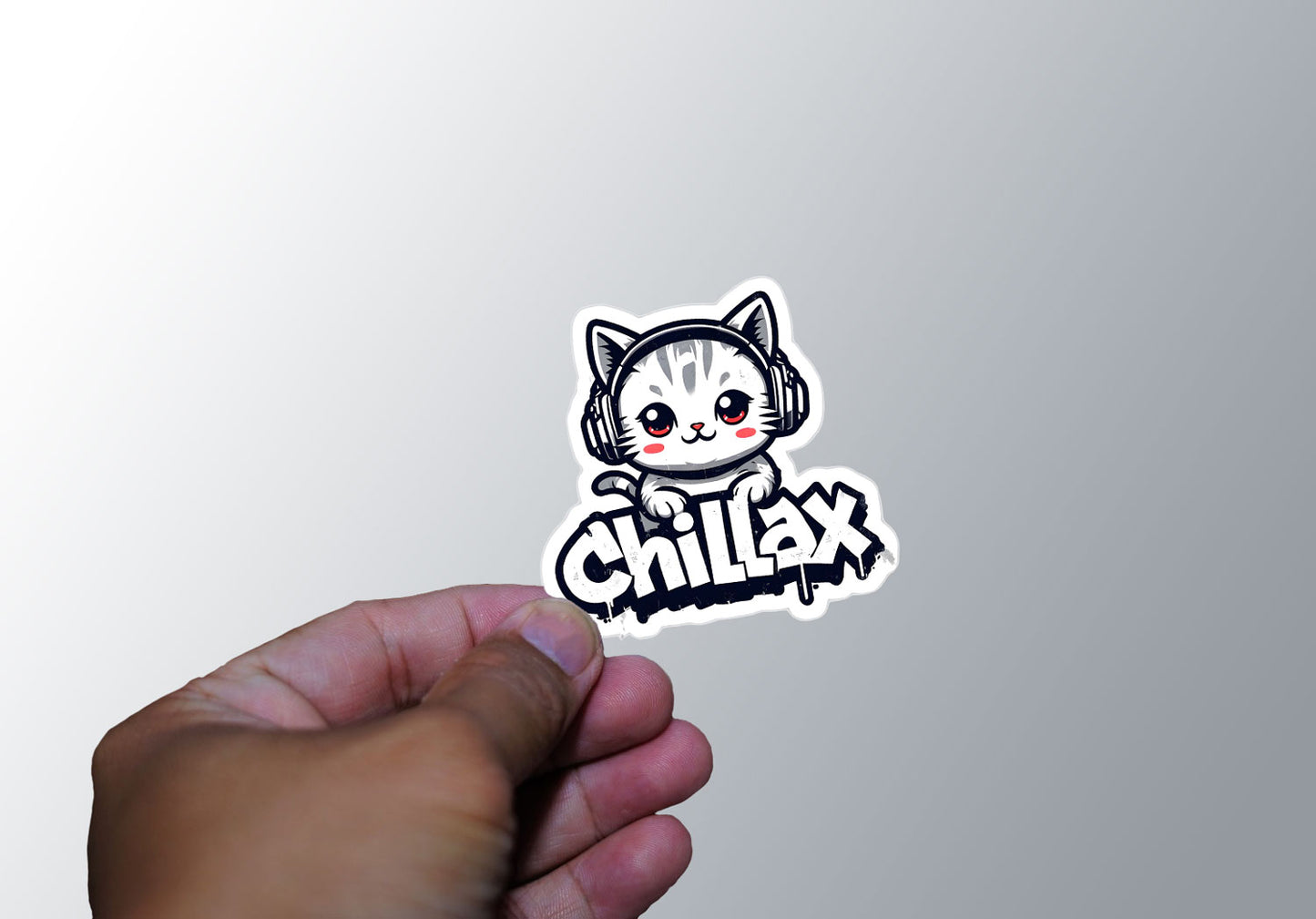 Filipino Gifts Kawaii Cute Cat Chillax full color Die Cut Sticker for Car Laptop Wall Water bottle Filipino Pinoy Pinay Philippines