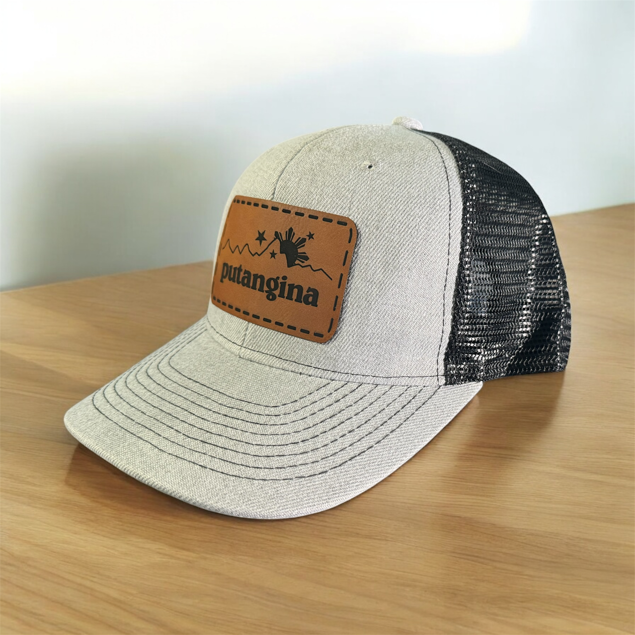 Filipino Gifts Putangina engraved leather patch camo mesh cap snapback mesh cap