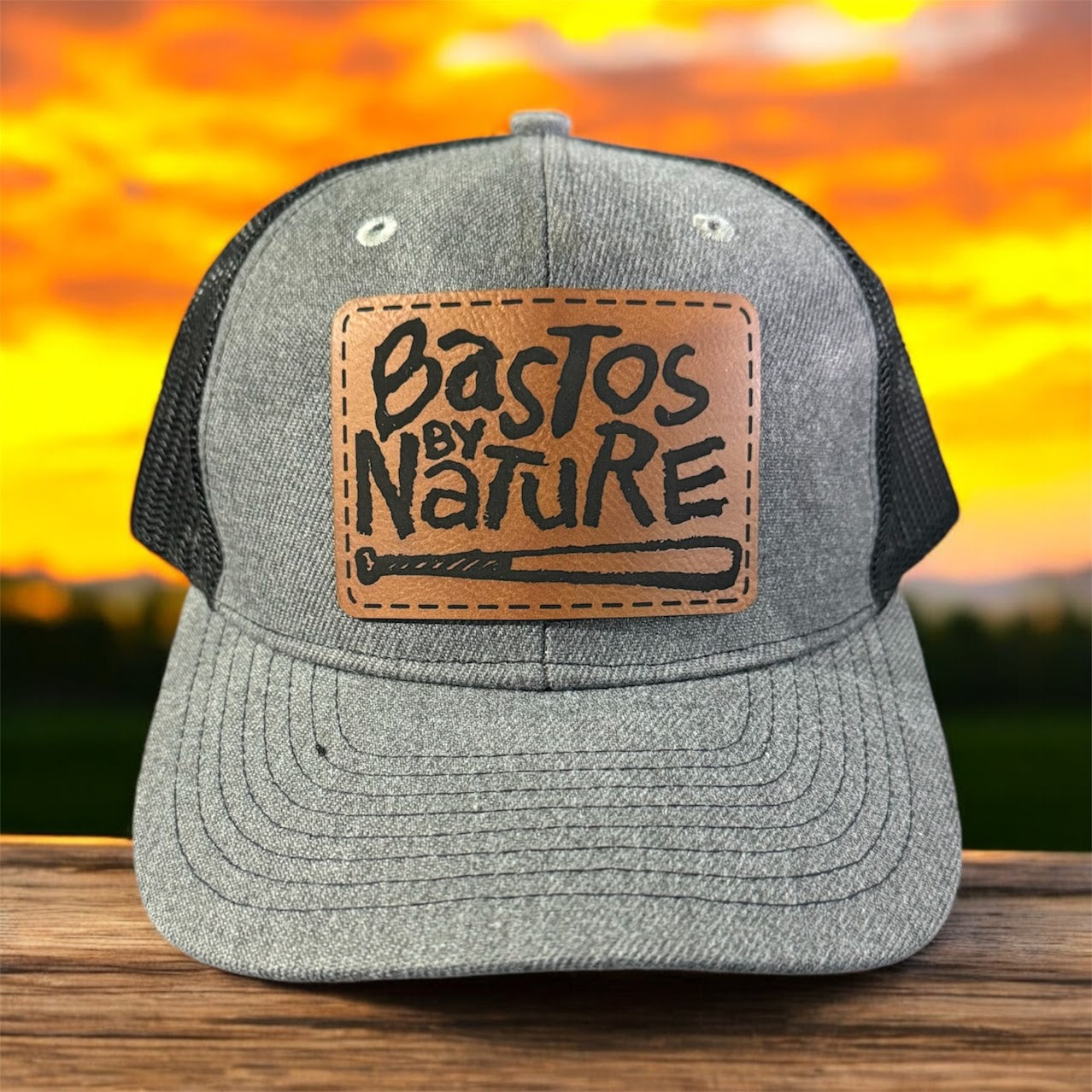 Filipino Gifts Bastos by Nature leather patch mesh cap Hat Snapback mesh Cap engraved leather Baseball mesh Cap