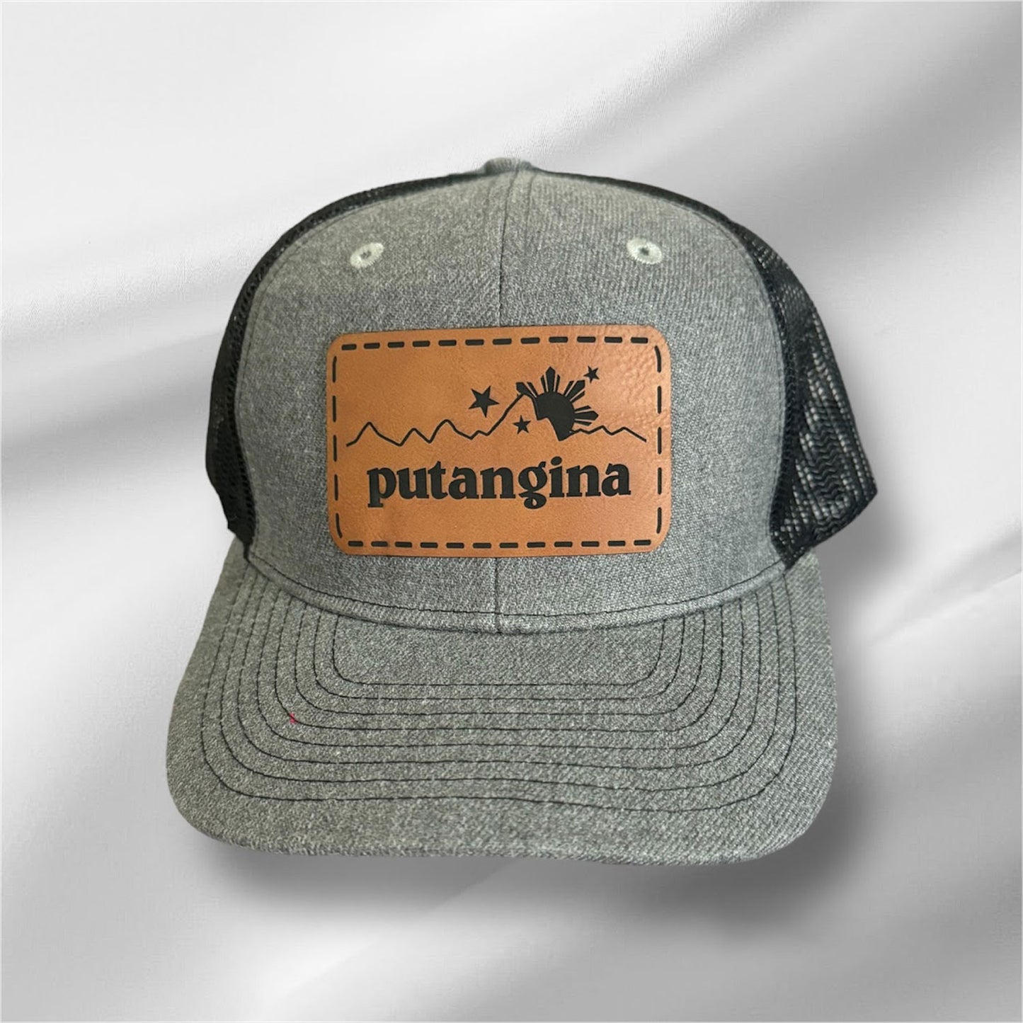 Filipino Gifts Putangina engraved leather patch camo mesh cap snapback mesh cap