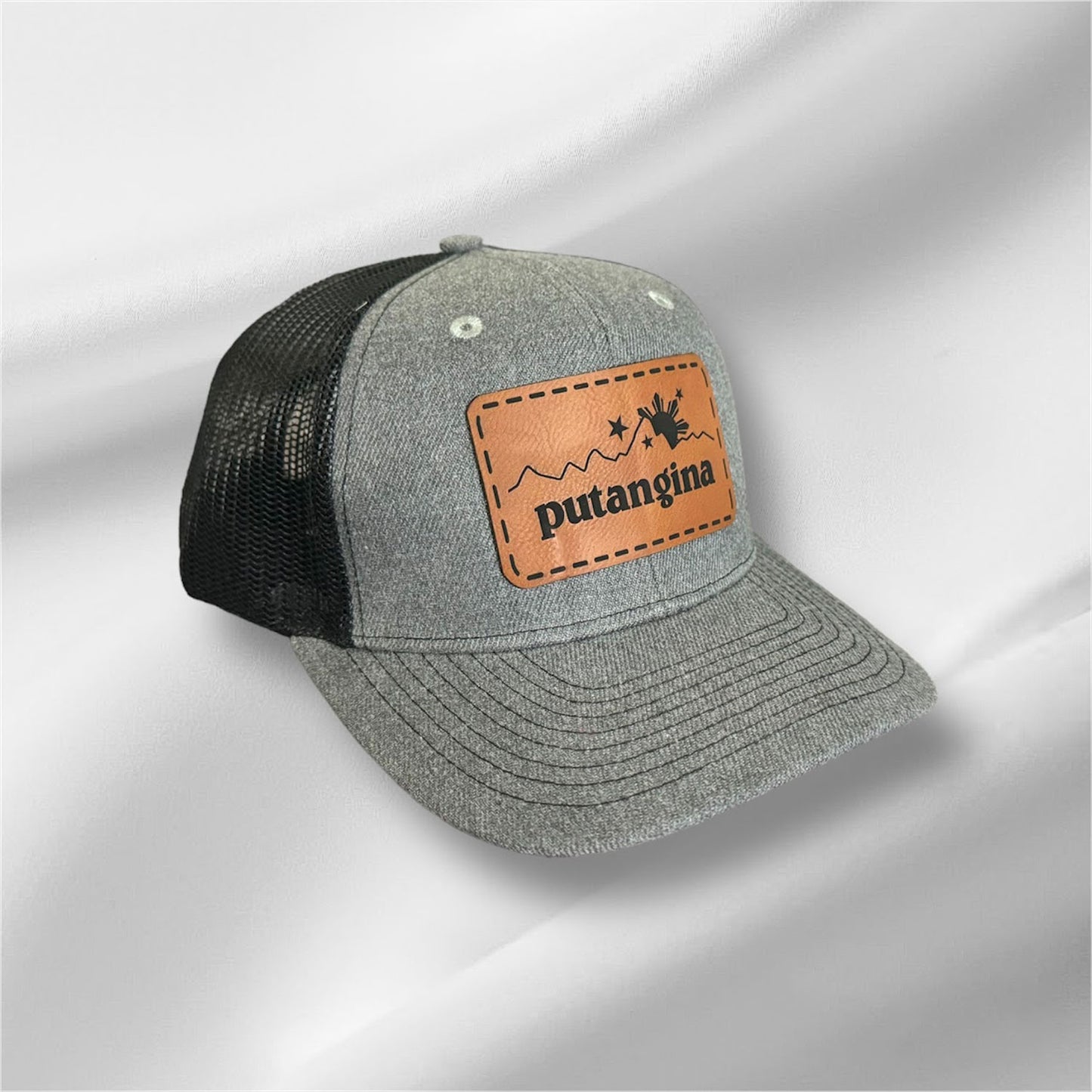 Filipino Gifts Putangina engraved leather patch camo mesh cap snapback mesh cap