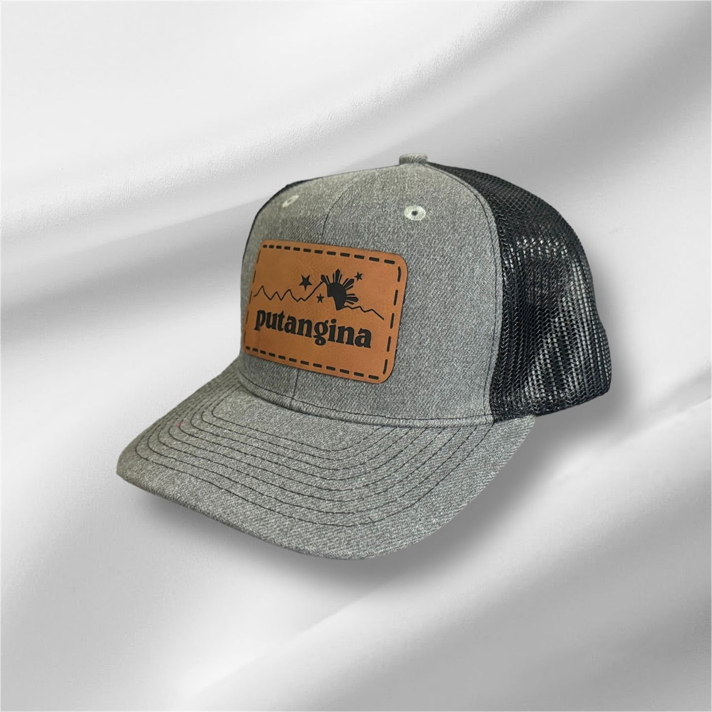 Filipino Gifts Putangina engraved leather patch camo mesh cap snapback mesh cap