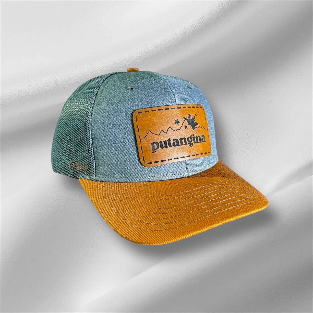 Filipino Gifts Putangina engraved leather patch camo mesh cap snapback mesh cap