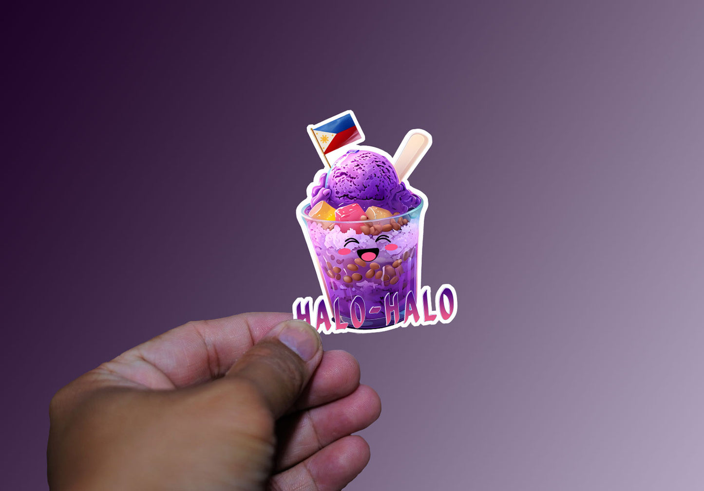 Filipino Gifts Kawaii Halo-Halo full color Die Cut Sticker for Car Laptop Wall Water bottle Filipino Pinoy Pinay Philippines