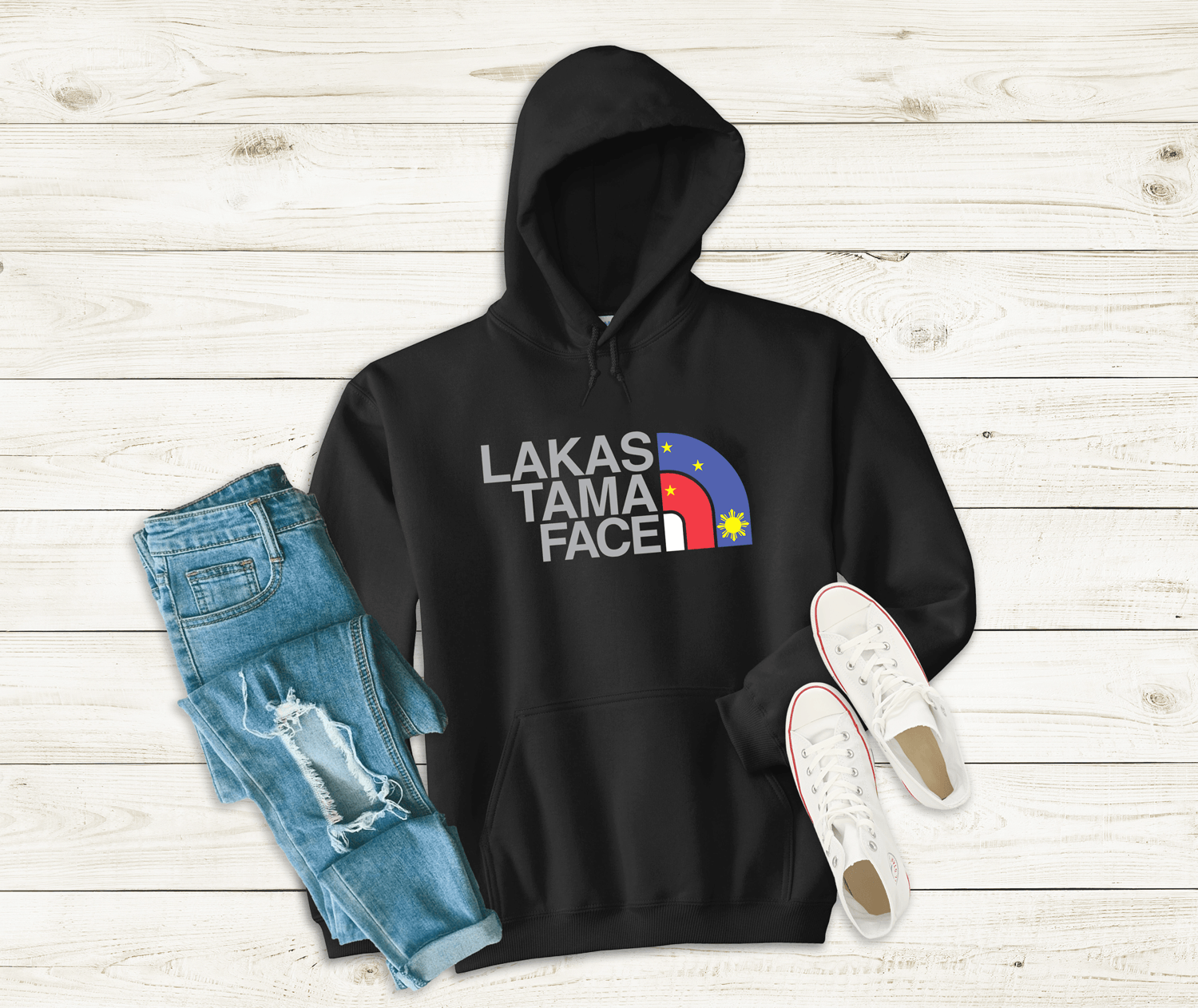 Lakas Tama Face - Long Sleeve Unisex Hoodie Filipino Pinoy Pinay Mabuhay - Sari Sari Tindahan