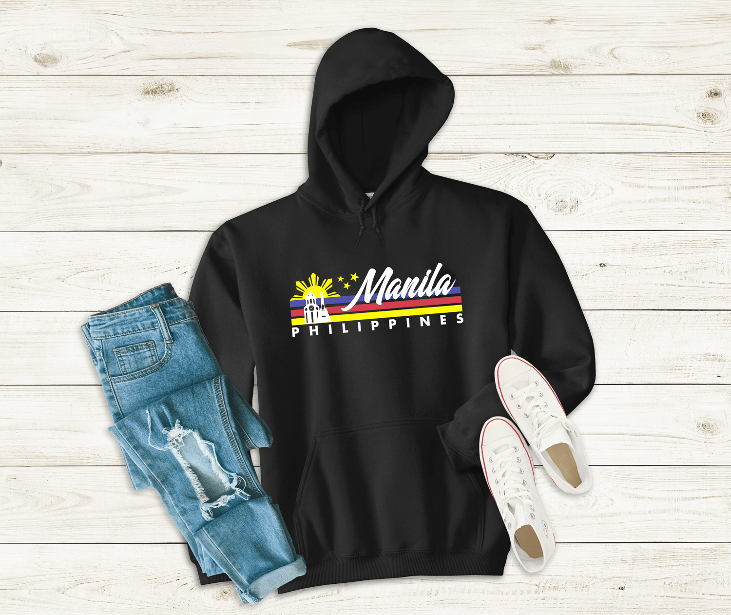 Manila Philippines - Long Sleeve Unisex Hoodie Filipino Pinoy Pinay Mabuhay - Sari Sari Tindahan