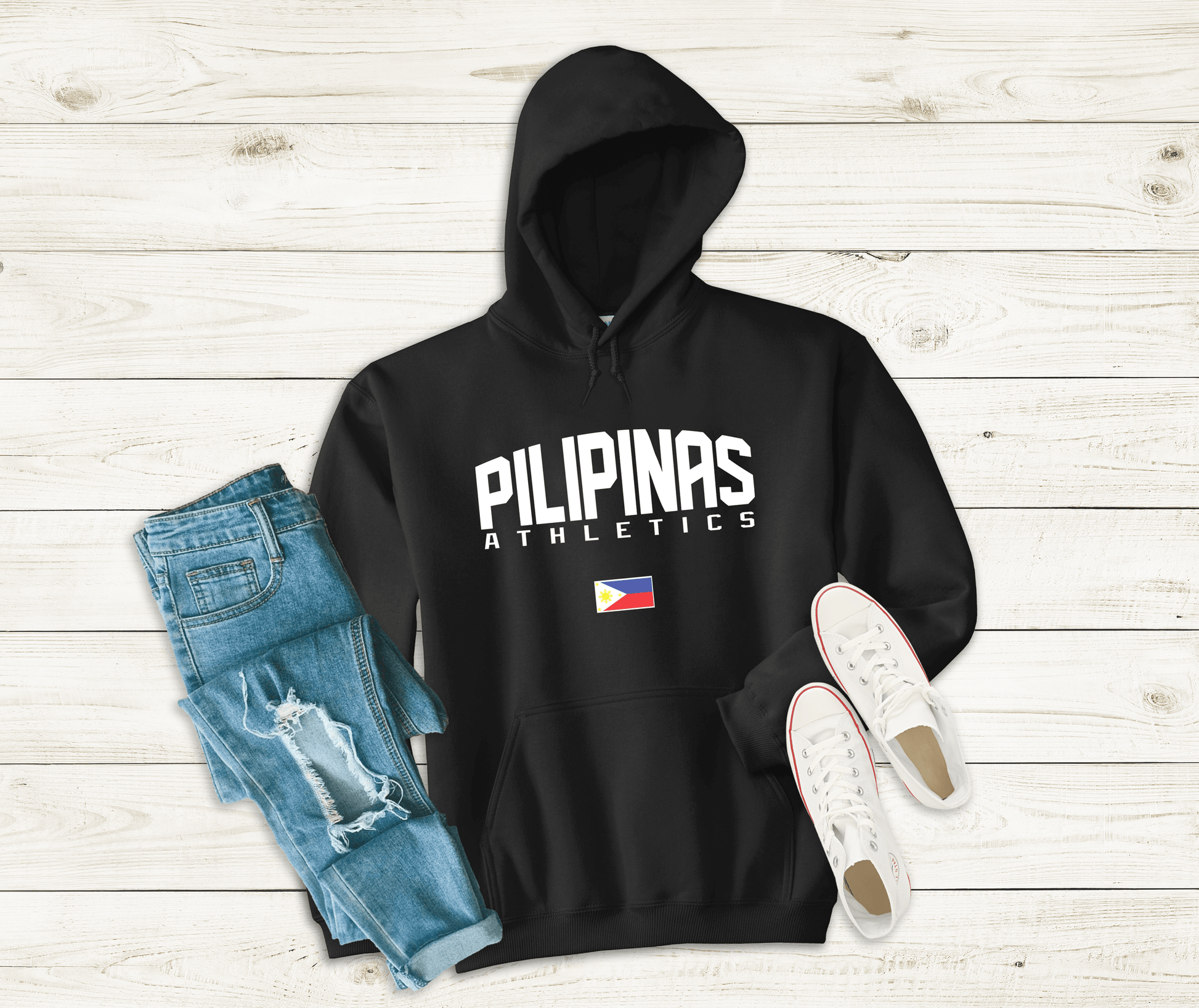 Pilipinas Athletics - Long Sleeve Unisex Hoodie Filipino Pinoy Pinay Mabuhay - Sari Sari Tindahan