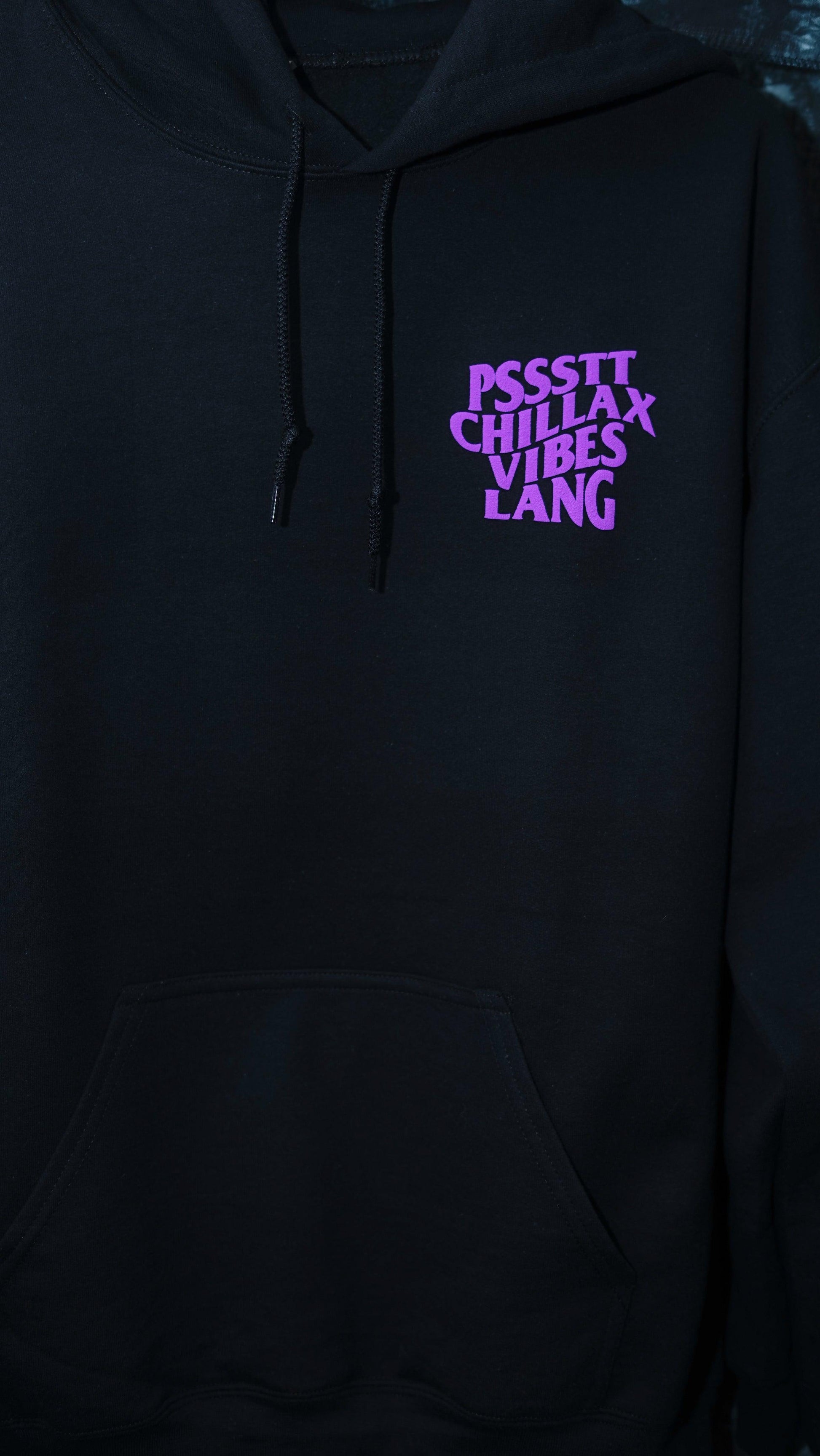 Pssstt Chillax Vibes Lang Sleeve Unisex Flock Printed Hoodie Filipino Pinoy Pinay Mabuhay Philippines Pinas Pilipinas - Sari Sari Tindahan