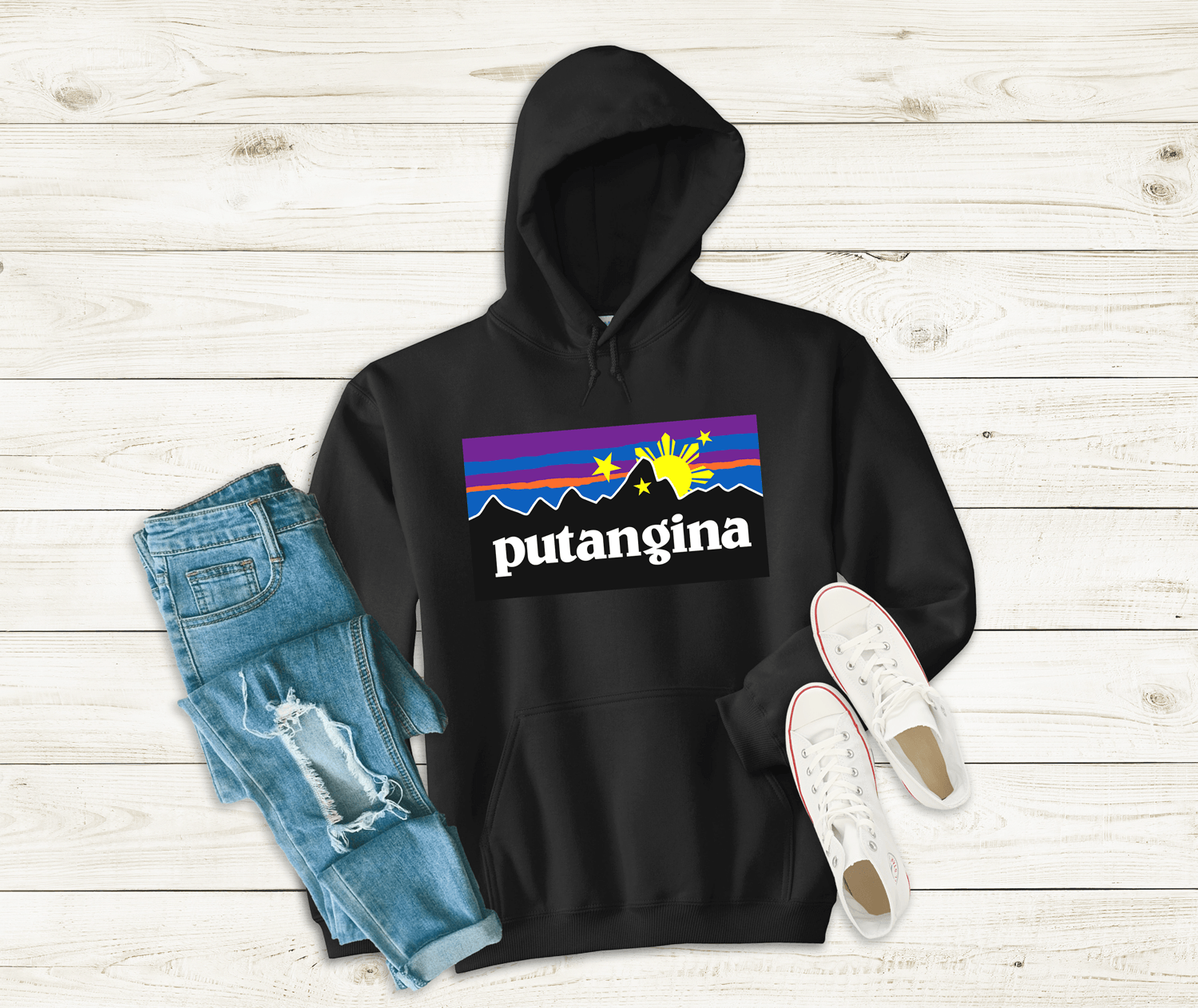 Putangina - Long Sleeve Unisex Hoodie Filipino Pinoy Pinay Mabuhay - Sari Sari Tindahan