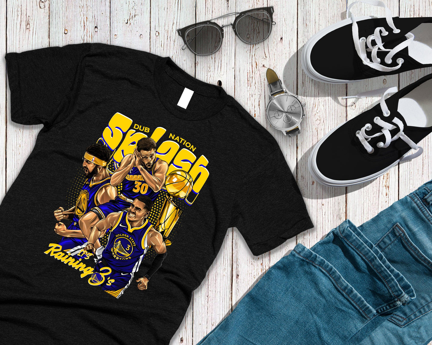 Splash Trio Dub Nation - Unisex T-Shirt Sports Golden State Warriors Basketball - Sari Sari Tindahan