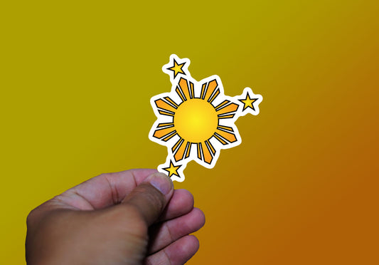 Stars and Sun Die Cut Sticker for Laptop Wall Water bottle Yeti Filipino Pinoy Pinay Philippines